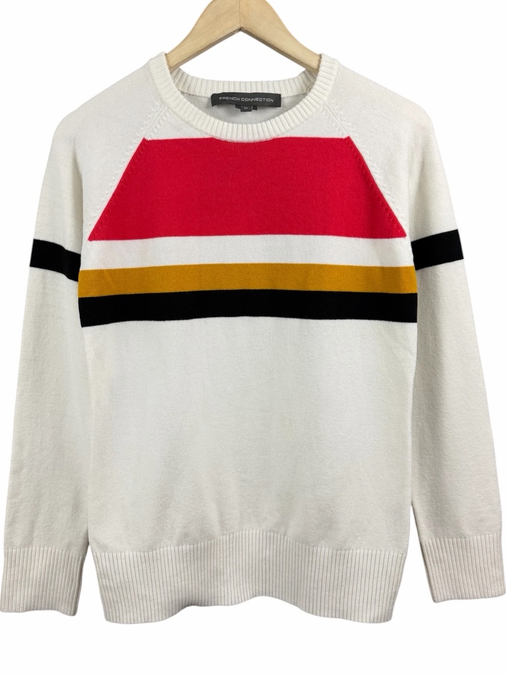 French Connection Colorblock Stripe Fine Knit Sweater White Size Medium